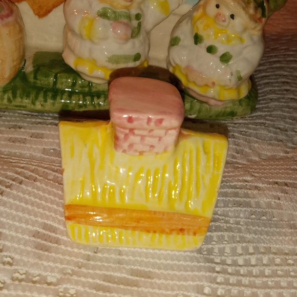 GIRLS YELLOW AND GREEN APPLE AND DUMPLINGS CERAMIC TEA SET - Picture 7 of 12